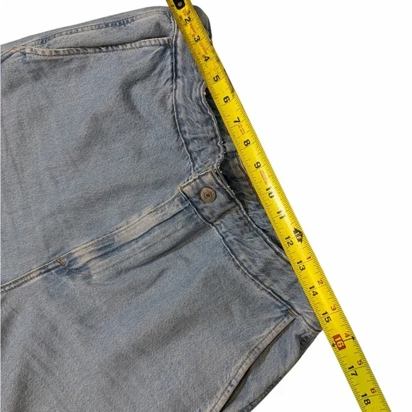 Levi's Light Blue Cullote Baggy Jeans Cropped Sz M Drawstring Retro Festival - Picture 3 of 9